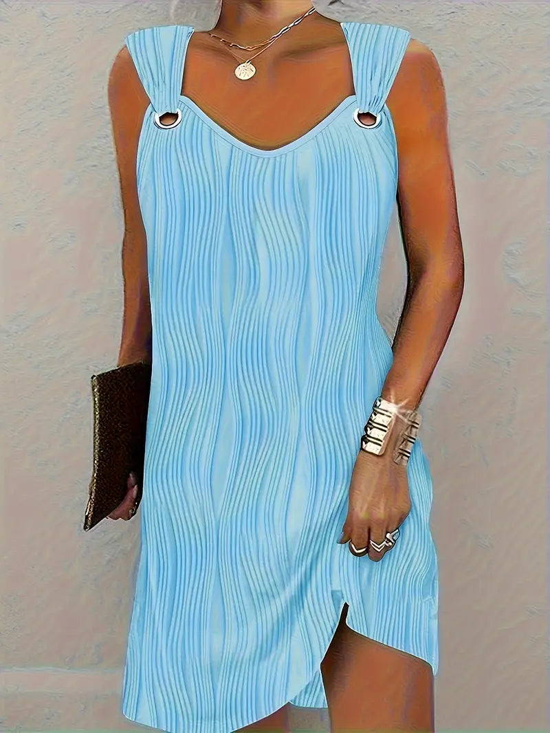 Sfrcord® Wavy Stripe Solid Dress